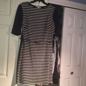 Size large short black and white stripped dress